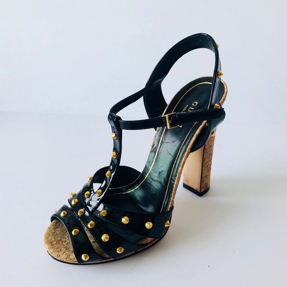 Gucci Shoes - Gucci Black/Gold Sandals Size 37.5
